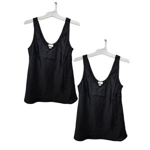 Set‎ of 2 A New Day Black Satin Tank Top XS Sleeveless Casual Basic Layering Top